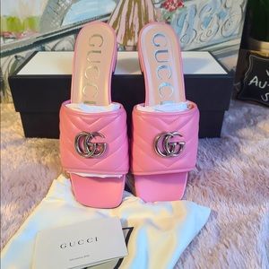 GUCCI Nappa Matelasse GG Marmont Charlotte Slide Sandals